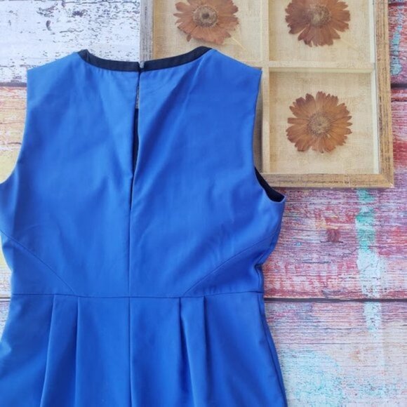 Kate Spade Cobalt Blue Arie Cotton Blend Pleated Mini Sheath Dress 12 - Picture 8 of 10